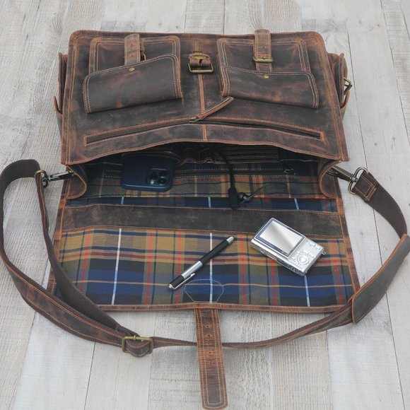 BLACK FRIDAY DEAL Leather Duffle Bag18 Inch Laptop Bag Travel Bag, Overnight… - Picture 3 of 5